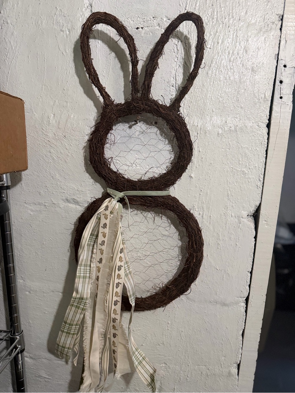 Wicker Bunny Wreath Door Hanger — Spring Decor